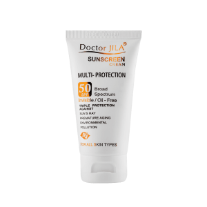 کرم ضد آفتاب مولتي-پروتکشن SPF 50 بي رنگ دکتر ژیلا